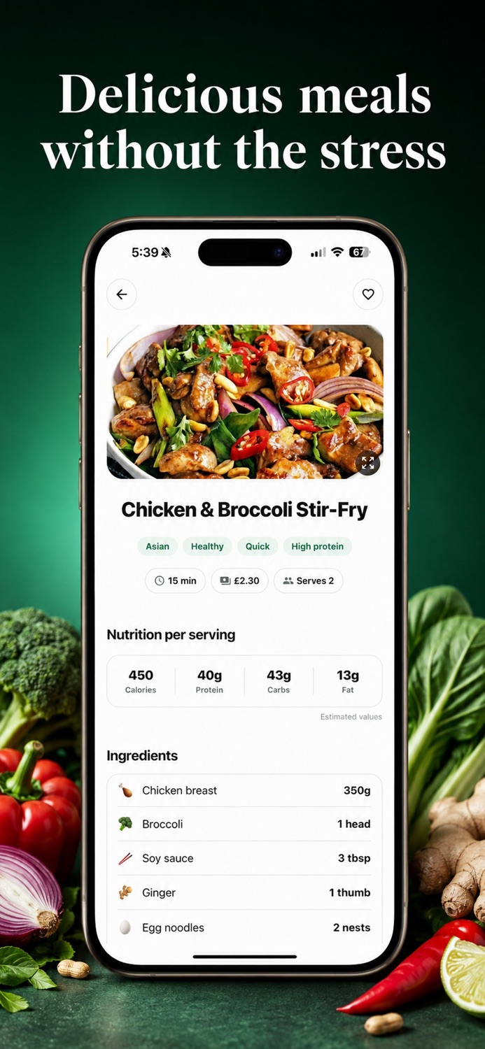 Measy explore screen: dishes with photos and prices